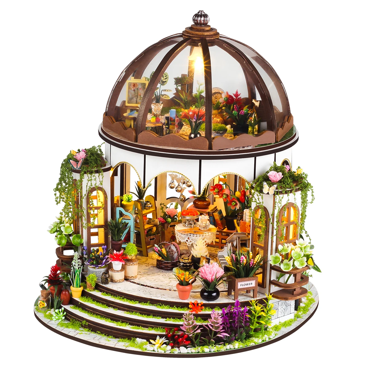 DIY Wooden Miniature Model Kit Hanging Garden Casa Doll Houses 3D Puzzle Dollhouse With Furniture for Friends Christmas Gifts 3