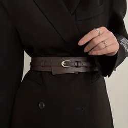Elegant PU Leather Detachable Girdle Belt with Stylish Pin Buckle - L (Coffee)
