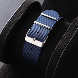 Versatile Nylon Military - Style Watch Strap - Adjustable Brown & Black Casual Band - 22mm (Blue)