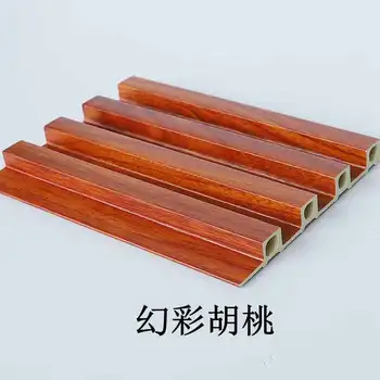 10 Pcs WPC Wall Panel New Model 2300 MM X 150 MM Fluted Interior Decoration Facade Building Bamboo Fiber Material Board 1