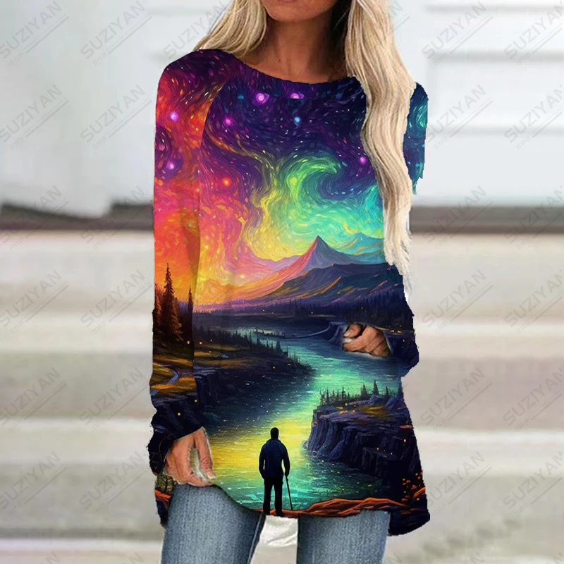 

Новинка 2023, женское платье с длинным рукавом и 3D принтом, женское платье с длинным рукавом, модное женское платье с длинным рукавом