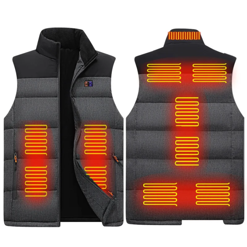 

Men 11 Heating Areas Vest Jacket Women Winter USB Electric Heated Vest Waistcoat For Sports Hiking Oversized 6XL