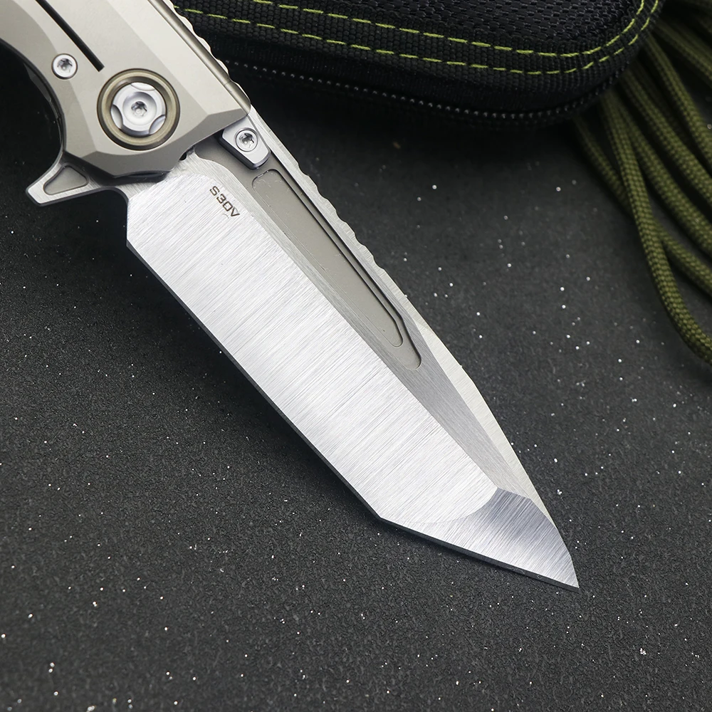 Kevin John New Venom T S30V Blade Titanium Alloy+Carbon Fiber Handle Outdoor Camping Hunting Pocket Knife EDC Tool 5