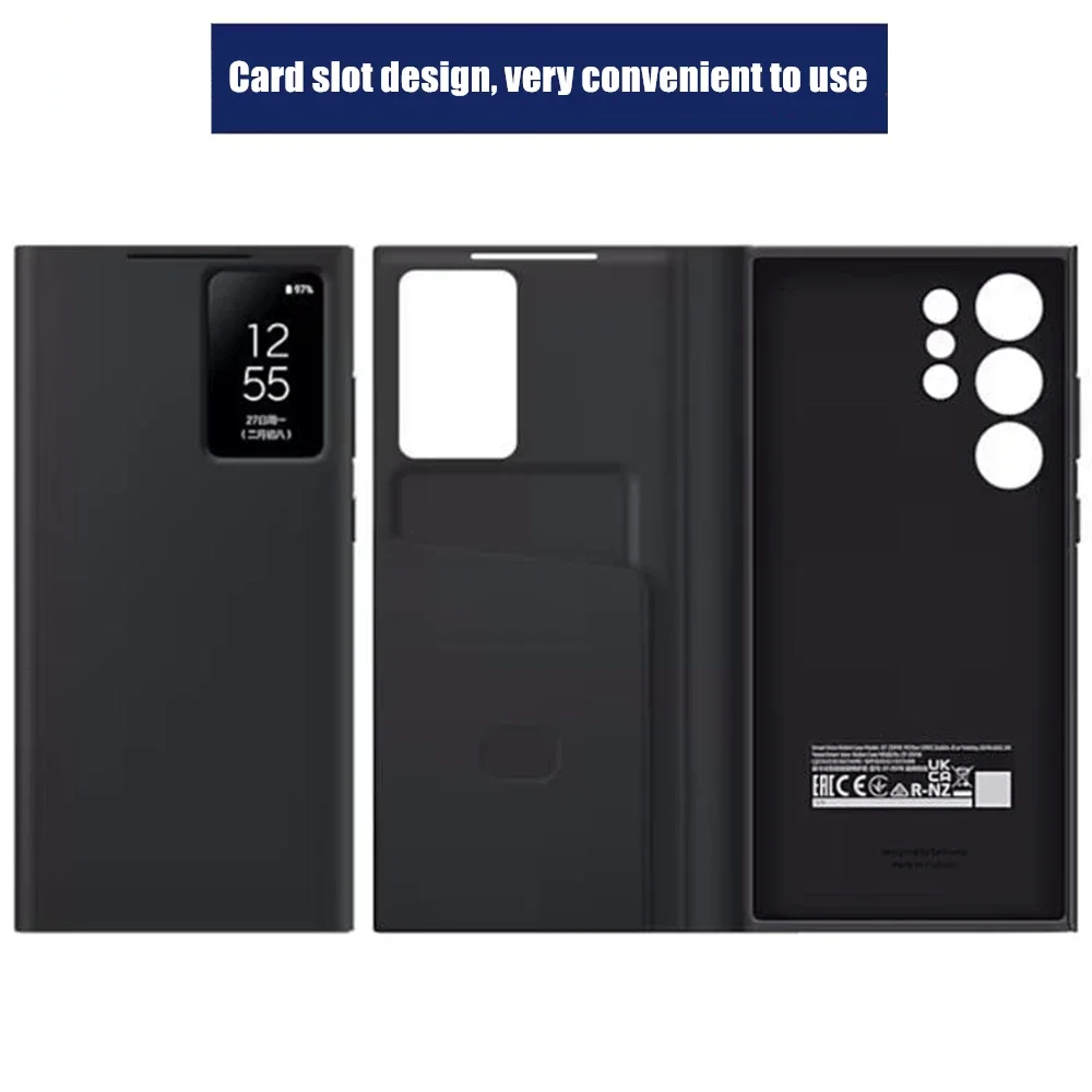 Smart Wallet Leather Case For Samsung Galaxy S23 Ultra 5G SM-S918B Flip-free Window View  Smart Chip Flip Cover Card Slot Capa