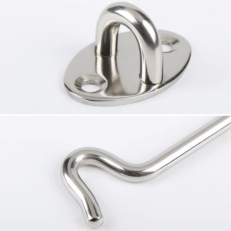 2 Ganci Per Porta In Acciaio Inossidabile - Chiusura A Gancio Per Cabina, Fienile, Garage 10cm - Foto 3