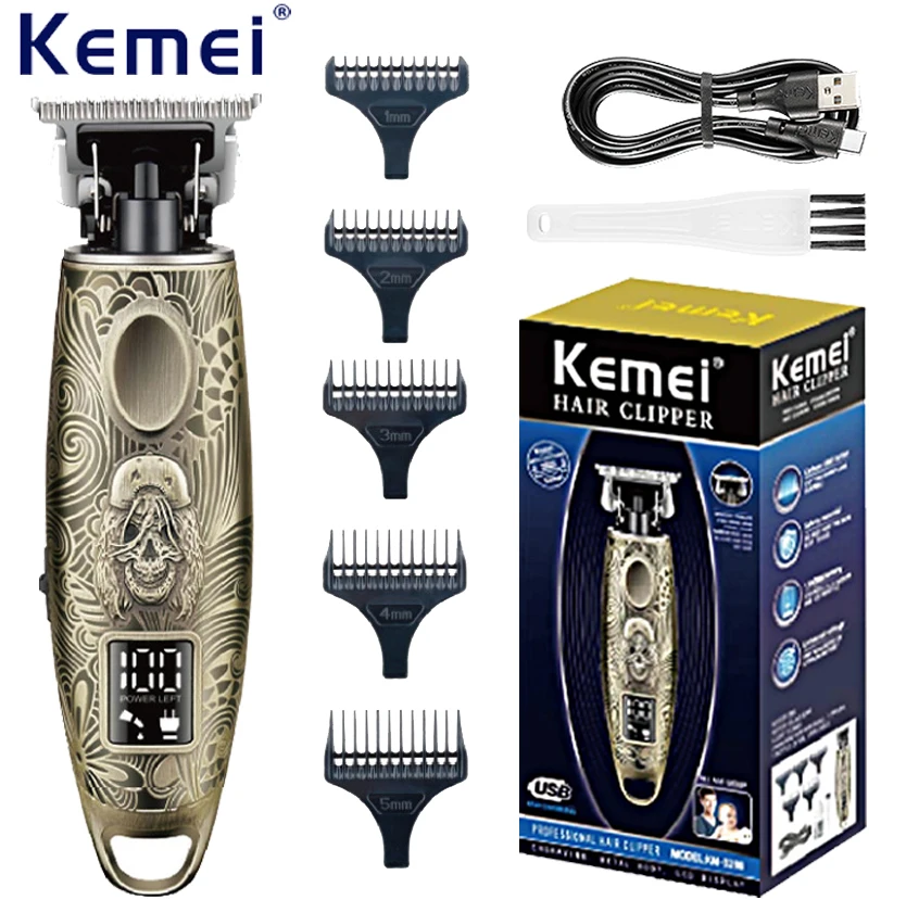 Kemei KM-3298 Metal Housing Cordless Hair Trimmer Professional Beard Hair Clipper For Men Electric Haircut Machine Lithium Batte