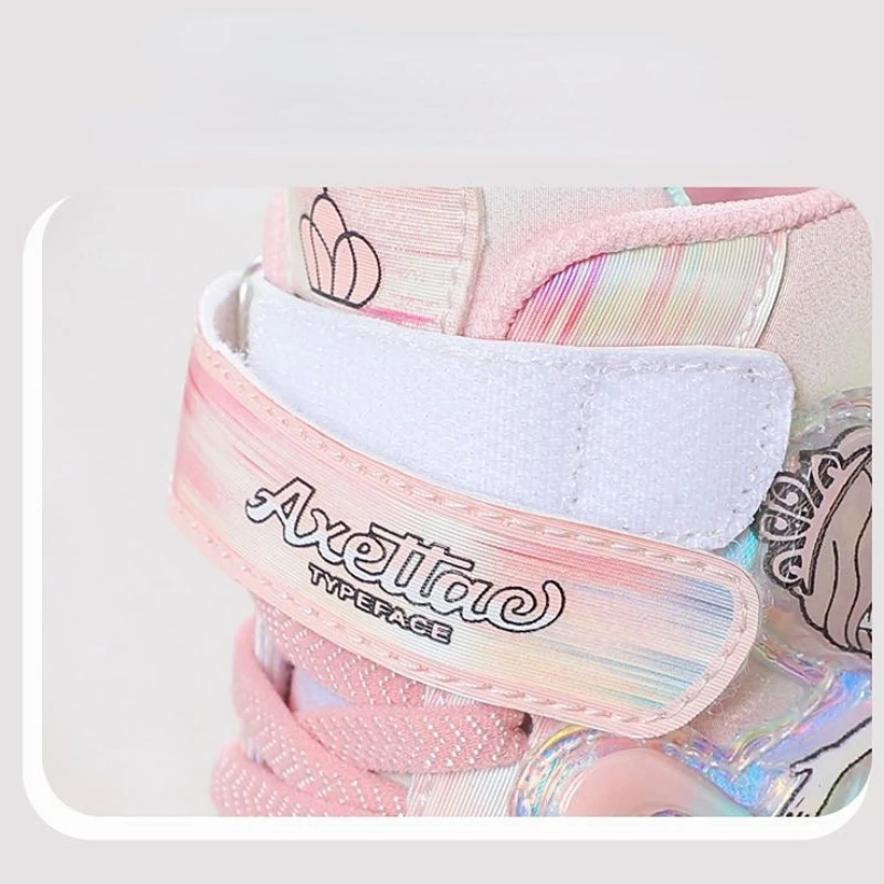 Children\'s Sports Shoes with Lights Cute Cartoon Mermaid Girls Sneakers Led Luminous Light Running Shoes Leather Toddler Shoes