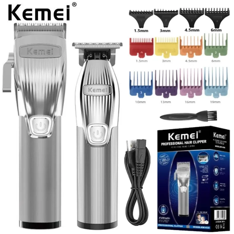 

kemei K32&i32 professional cordless rechargeable hair trimmer for men beard grooming electric hair clipper machine hairdressing