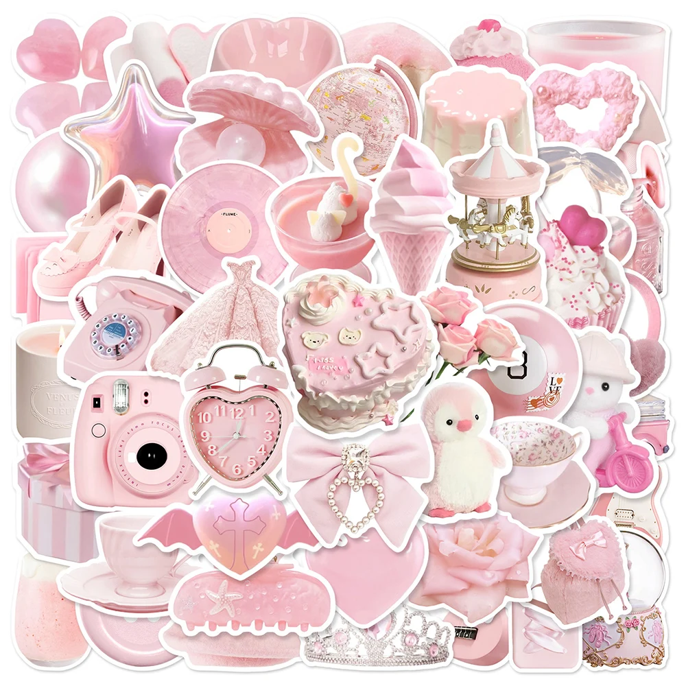 

10/30/50pcs Cute Pink Cartoon Stickers Aesthetic Ins Style Decoration Decals Toys DIY Phone Case Laptop Kawaii Kids Sticker Pack