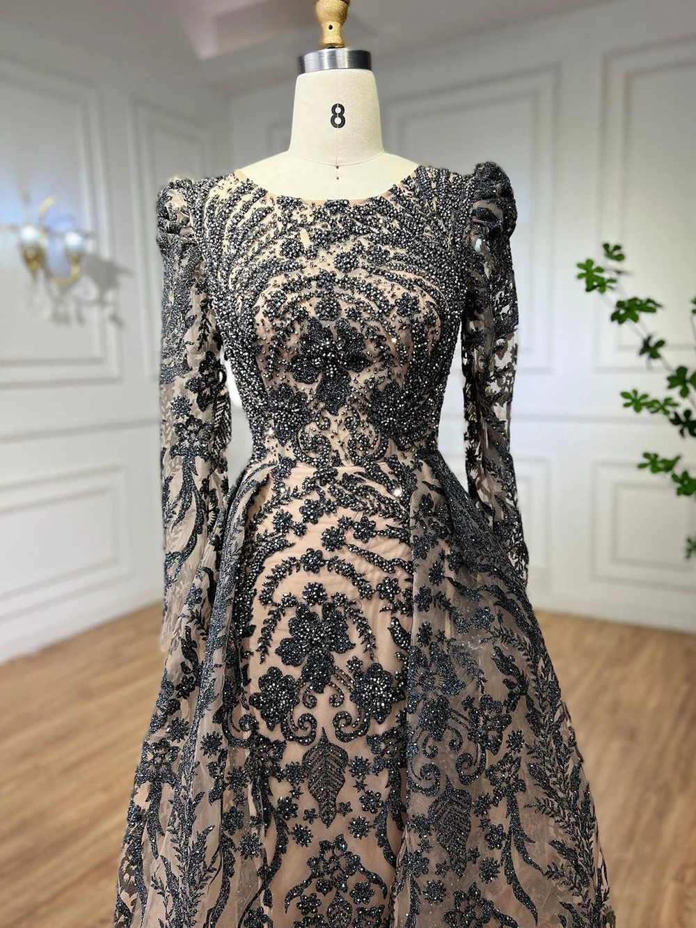 Sff6e61454112437c8dbb481844ca51acy Luxury Burgundy Mermaid Muslim Evening Dress with Overskirt Plus Size Arabic Women Wedding Formal Gowns Mallzona