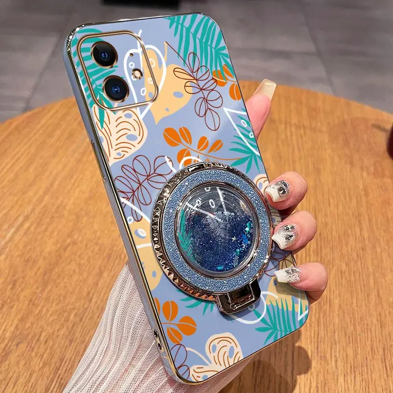 Elegant Leaf Design Plating Phone Case Cover
