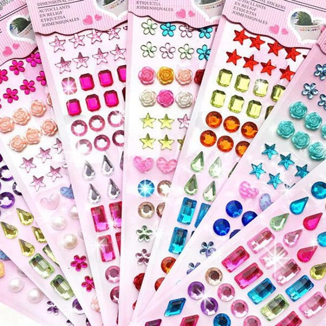 3D Gem Jewels Rhinestones Stickers Muticolor Crystal Self Adhesive Craft  Children Princess Girl Gifts Sticker Toy