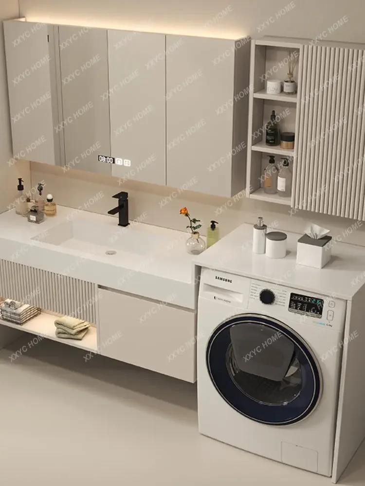 All-in-One Cabinet Combination Stone Plate Bathroom Cabinet Seamless Ceramic Basin Washstand