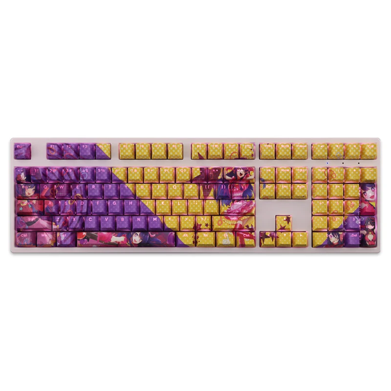 Oshi no ko Hoshino ai Keycap Pbt Dye Subbed Backlit Keycaps Desenhos Animados Anime Gaming Key Caps Perfil Cereja Conjunto de 108 Teclas - Imagem 6