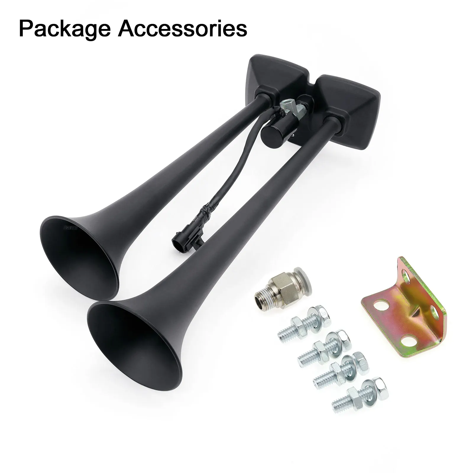 12V 24V Loud 130dB 3 Pipe Triple Trumpet Train Truck Air Horn With 12V Electric Solenoid Chrome