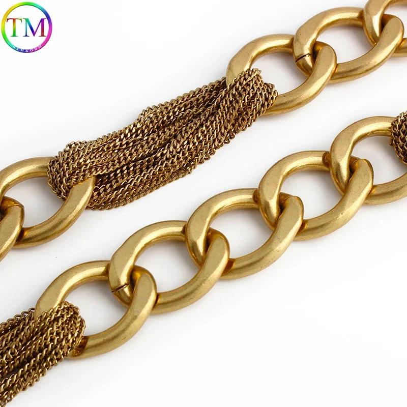 Satin Gold 24MM Width 52CM Length Heavy Metal Bag Chains With O Ring For Underarm Handbag Shoulder Strap Waist Belt Accessories