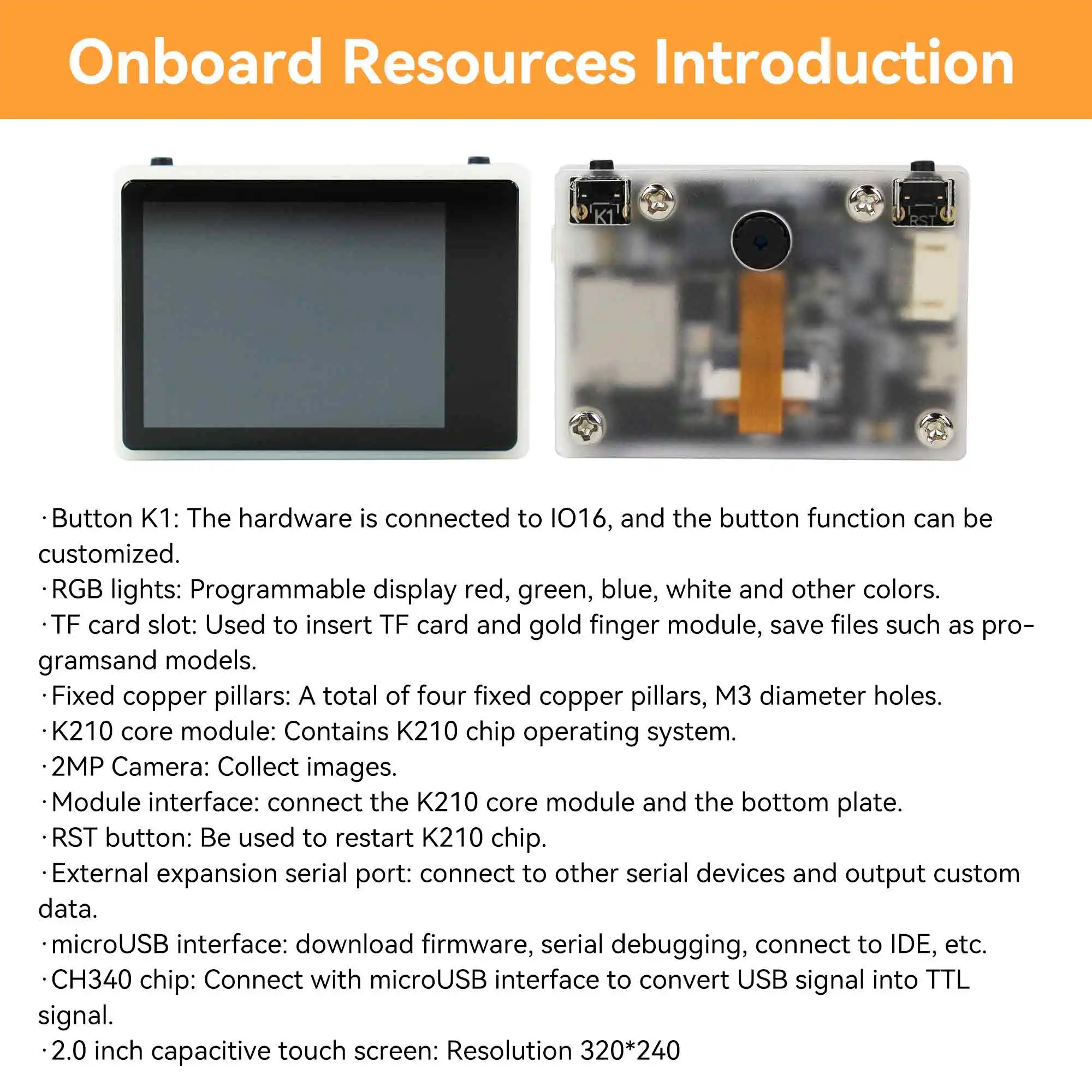 K210 Visual Recognition Module 2MP Camera For Artificial Intelligence Deep Learning Serial Port Support MicroPython