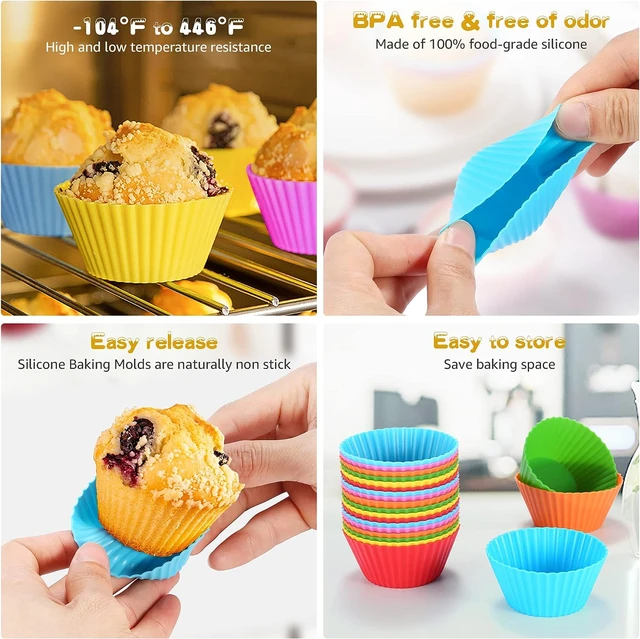 Silicone Muffin Molds Puddings  Muffin Cup Cake Silicone Mould - 12pcs  High Quality - Aliexpress