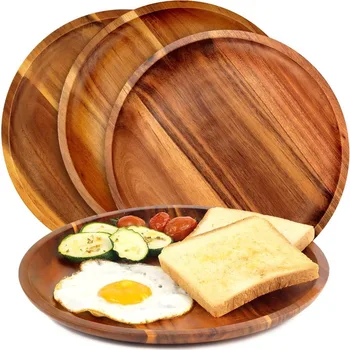 Acacia Wood Round Tray 1