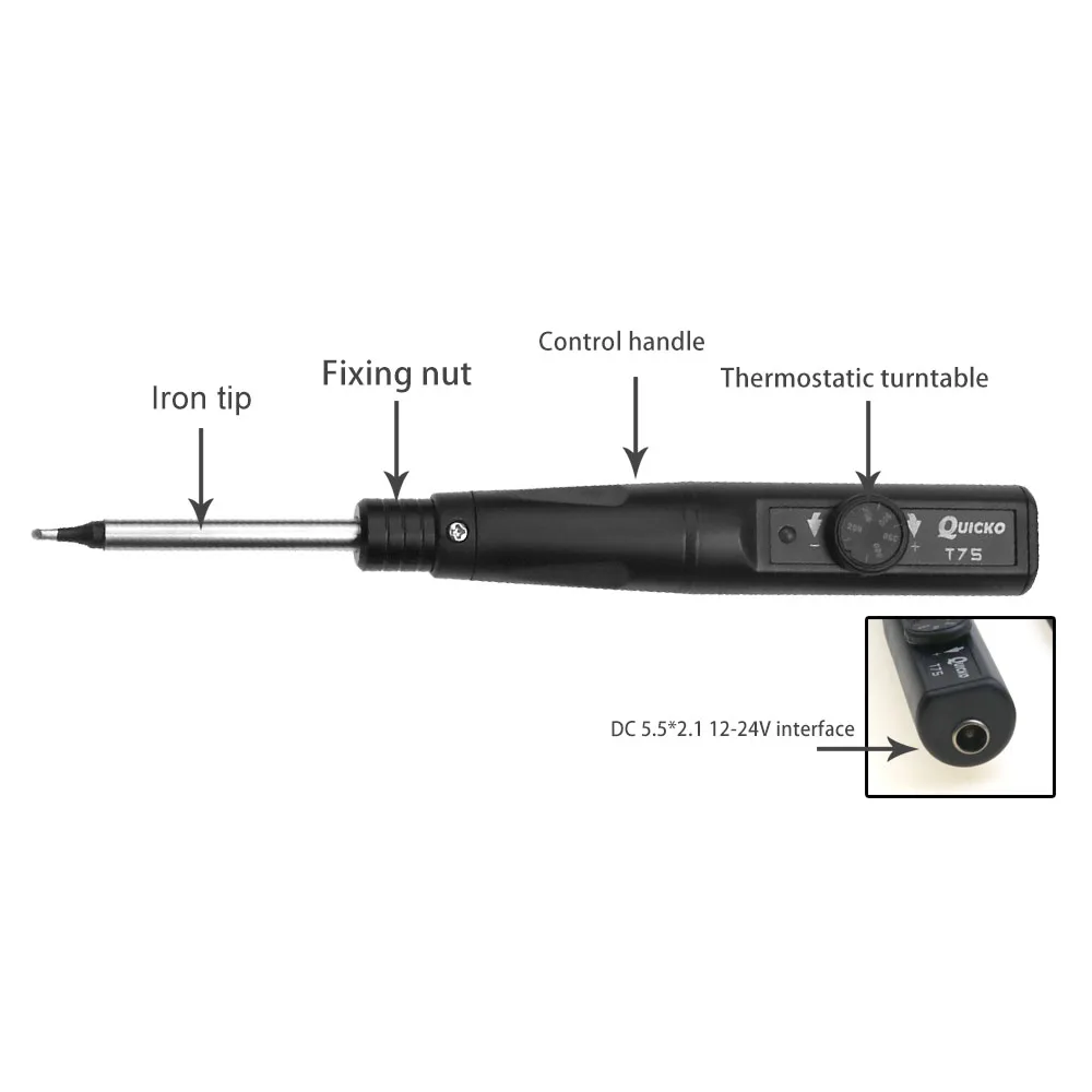 Electric Soldering Iron Kit Quicko T75 96W Repair Tool Welding Solder Rework Station Heat Pencil Smart Portable Solder Iron Tips