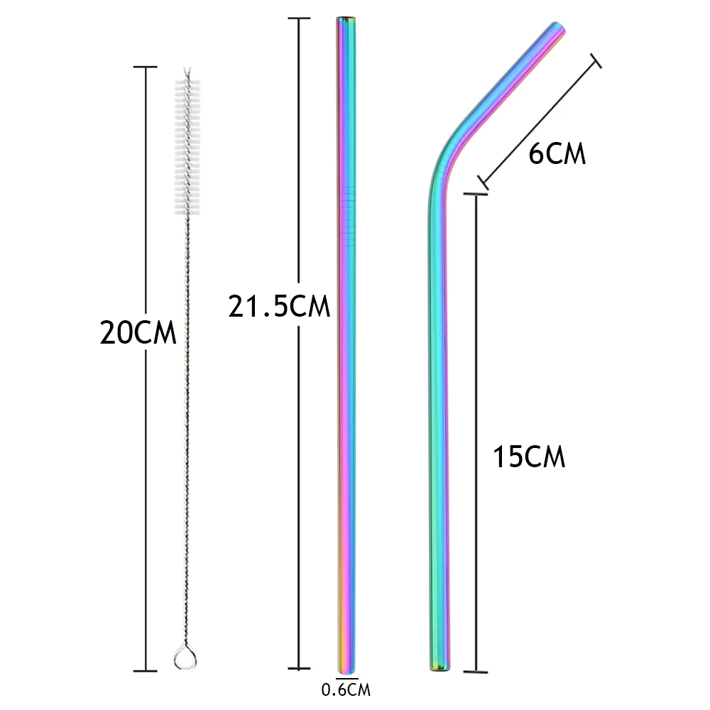 Eco-Friendly Reusable Stainless Steel Drinking Straw Set - 20-Piece High-Quality Metal Straws