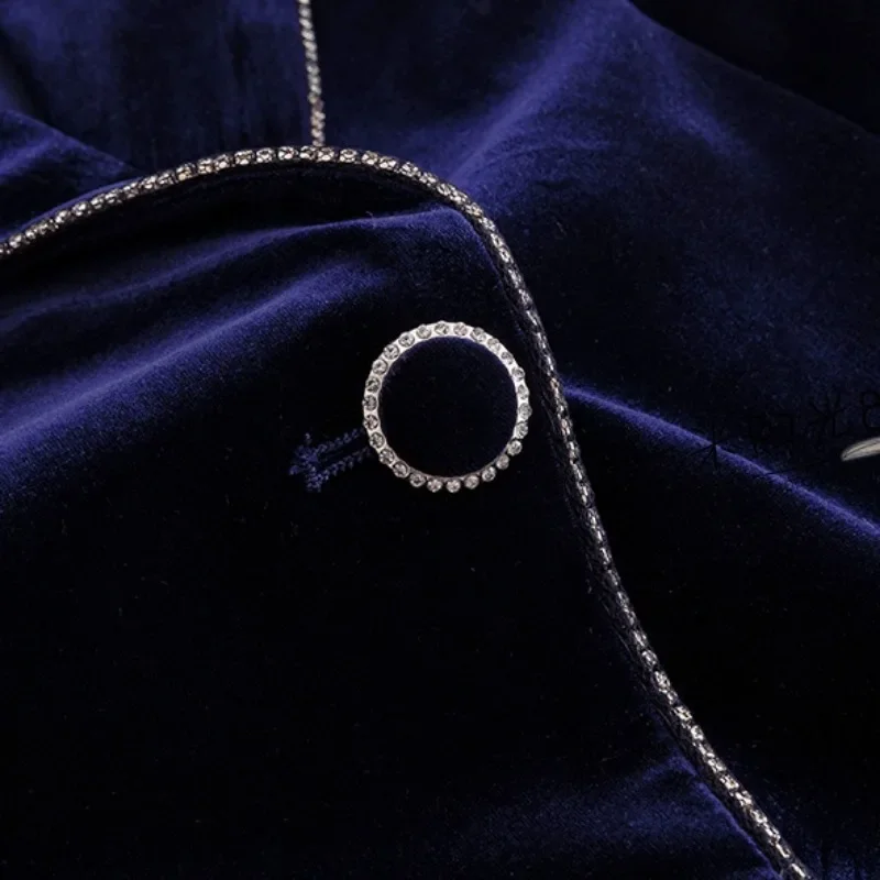 Women Temperament Slim Fit Fashion Velvet Set High End Small Suit Top Trend 2023 New Heavy Industry Golden Velvet Suit Set Coat