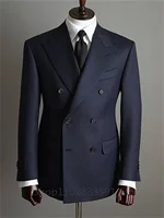 2 Pieces Tuxedo Fashion Blazer Pants Men Suits Double Breasted Buttons Peaked Lapel Formal Party Wedding Groom Tuxedo