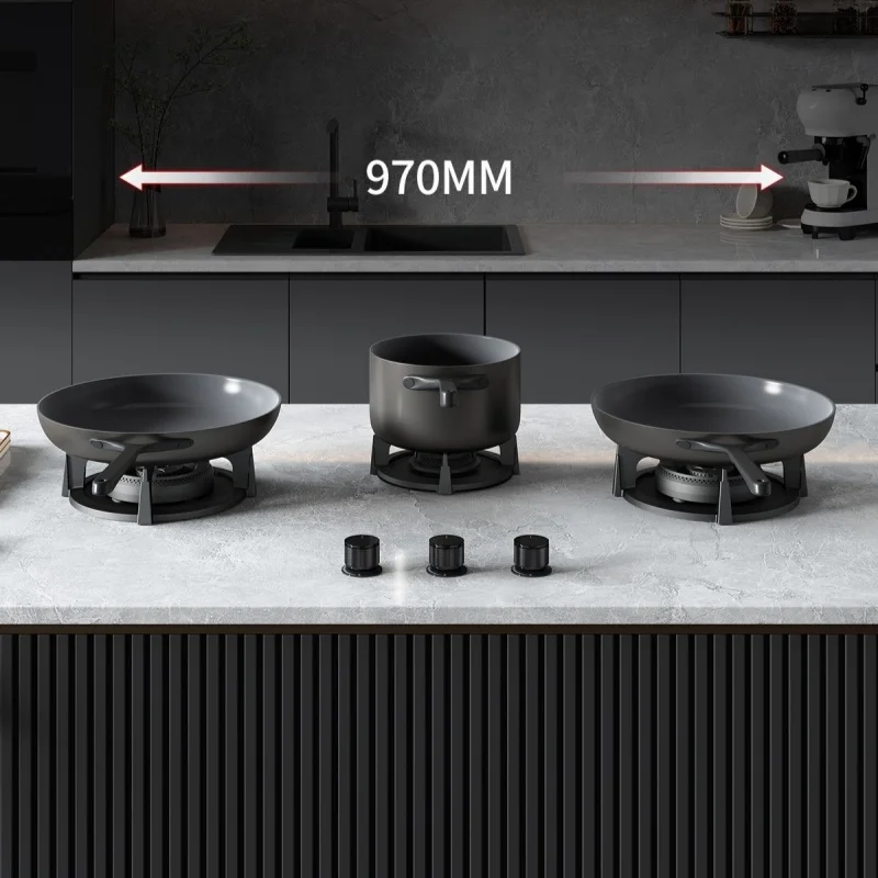 All Built-in Rock Plate Gas Cooker 2/3/4 Burners All Built-in Hobs Kitchen Black Gas Stove 5.2kw Fierce Firepower Cooktop