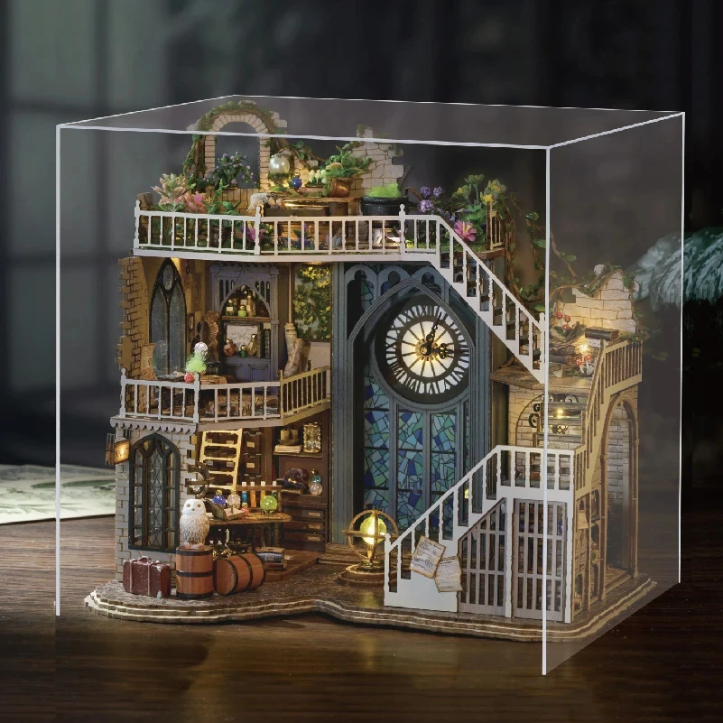 CUTEBEE DIY Miniature Dollhouse Magic Cathedral Wooden Doll House Kit with Furniture Roombox Magic Academy Toy for Birthday Gift 4