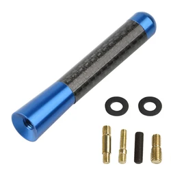 Universal Carbon Fiber Car Roof Antenna - Black Radio Aerial with FM/AM Reception (Blue 8cm)