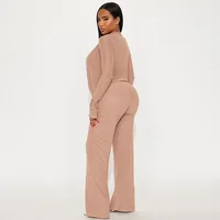 Daisy Mesh Long Sleeves Deep V-neck Pant Set 32
