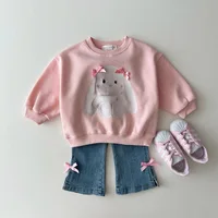 Spring New Baby Long Sleeve Cartoon Sweatshirt Infant Girl Cute Rabbit Print T Shirts Toddler Casual Versatile Tops Kids Clothes 2