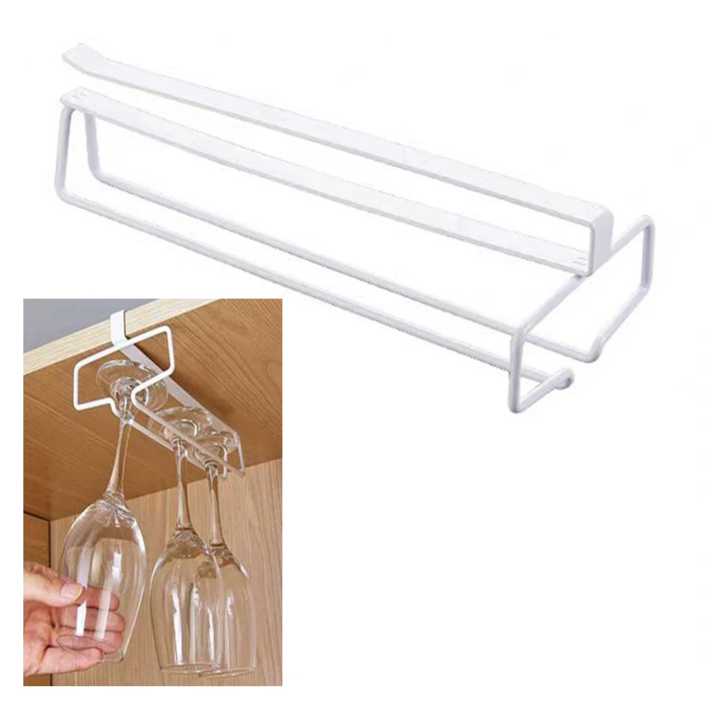 

1PC Wine Glasses Holder all Mounted Stemware Inverted Storage Shelf Under Cabinet No Drilling Hanger Iron Rack Bar Kitchen Tools