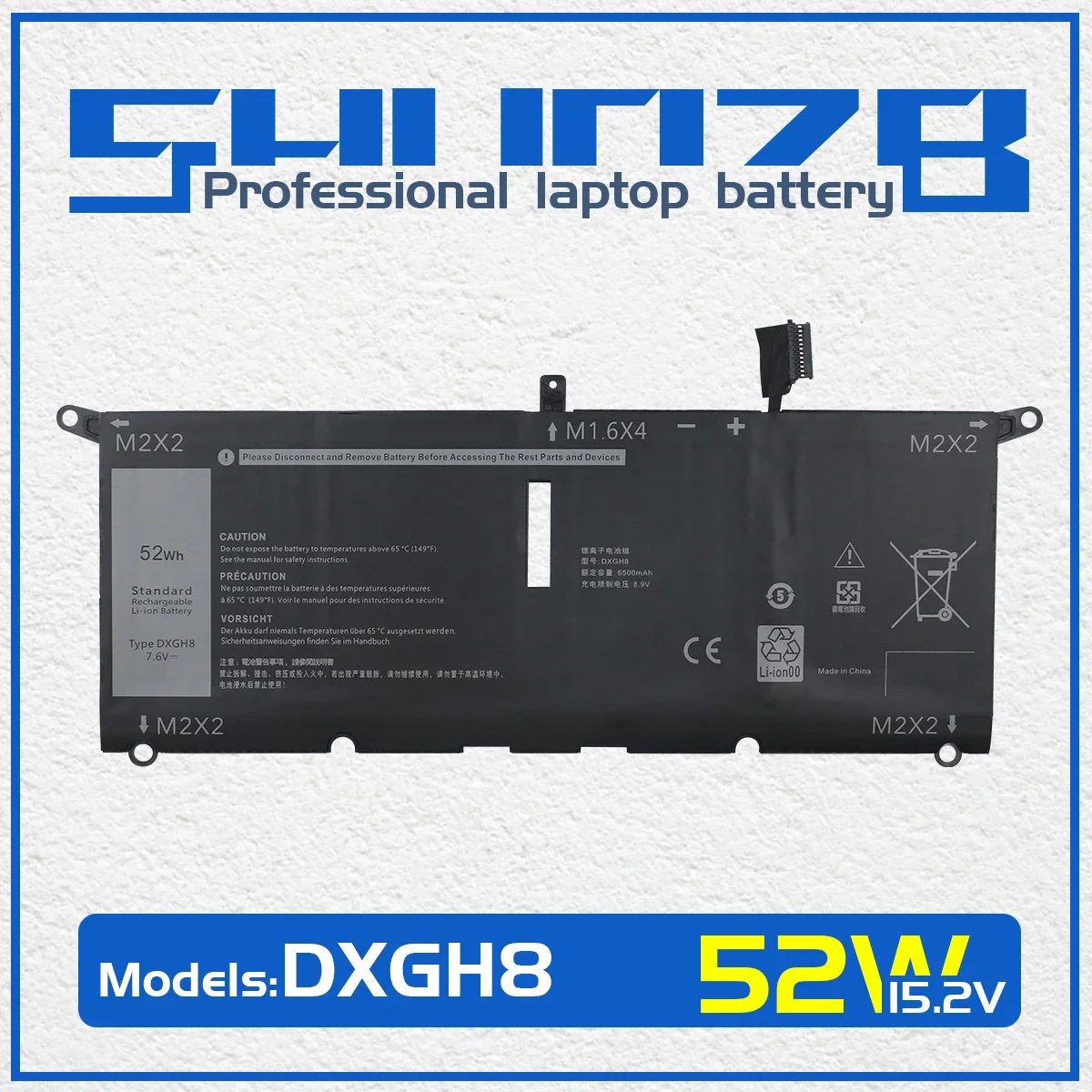 Batteria Per Laptop Shuozb Dxgh8 Per Dell Inspiron 7390 2-In-1 7490 Dell Xps 13 9380 9370 7390 Serie G8Vcf 0 H754V P82G 7.6V 52Wh