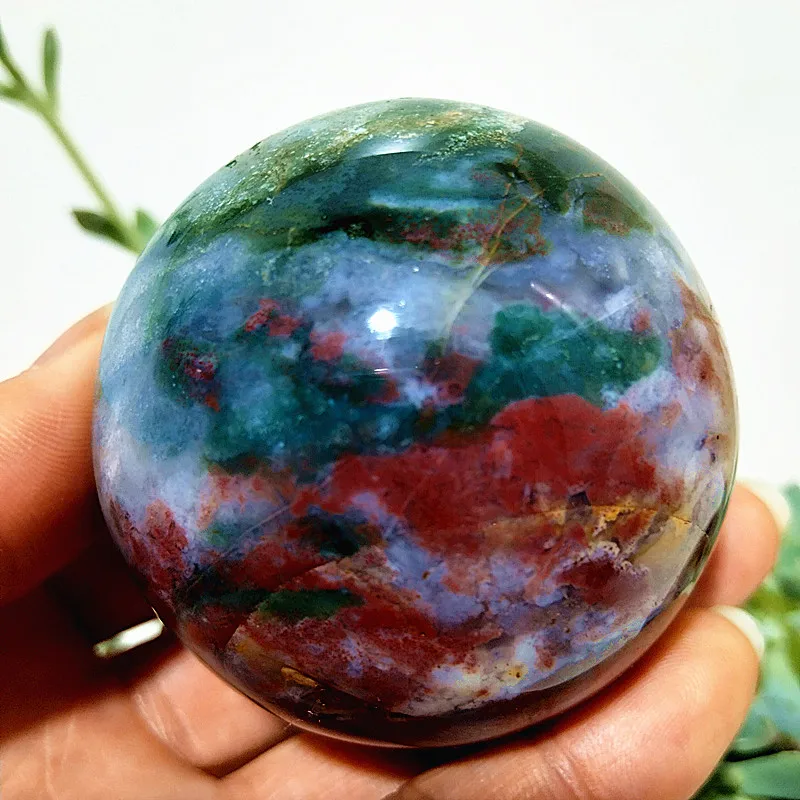 Natural Stone Pretty Ocean Jasper sphere Meditation Spirit Exorcism Feng Shui Crystal Ball Home Room Decoration Reiki Healing 2
