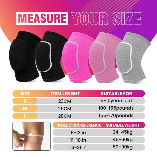 Volleyball Knee Pads for Dancers Men Women Kids Soft Breathable Knees Protective Football Dance Yoga Tennis Running Cycling Use 2