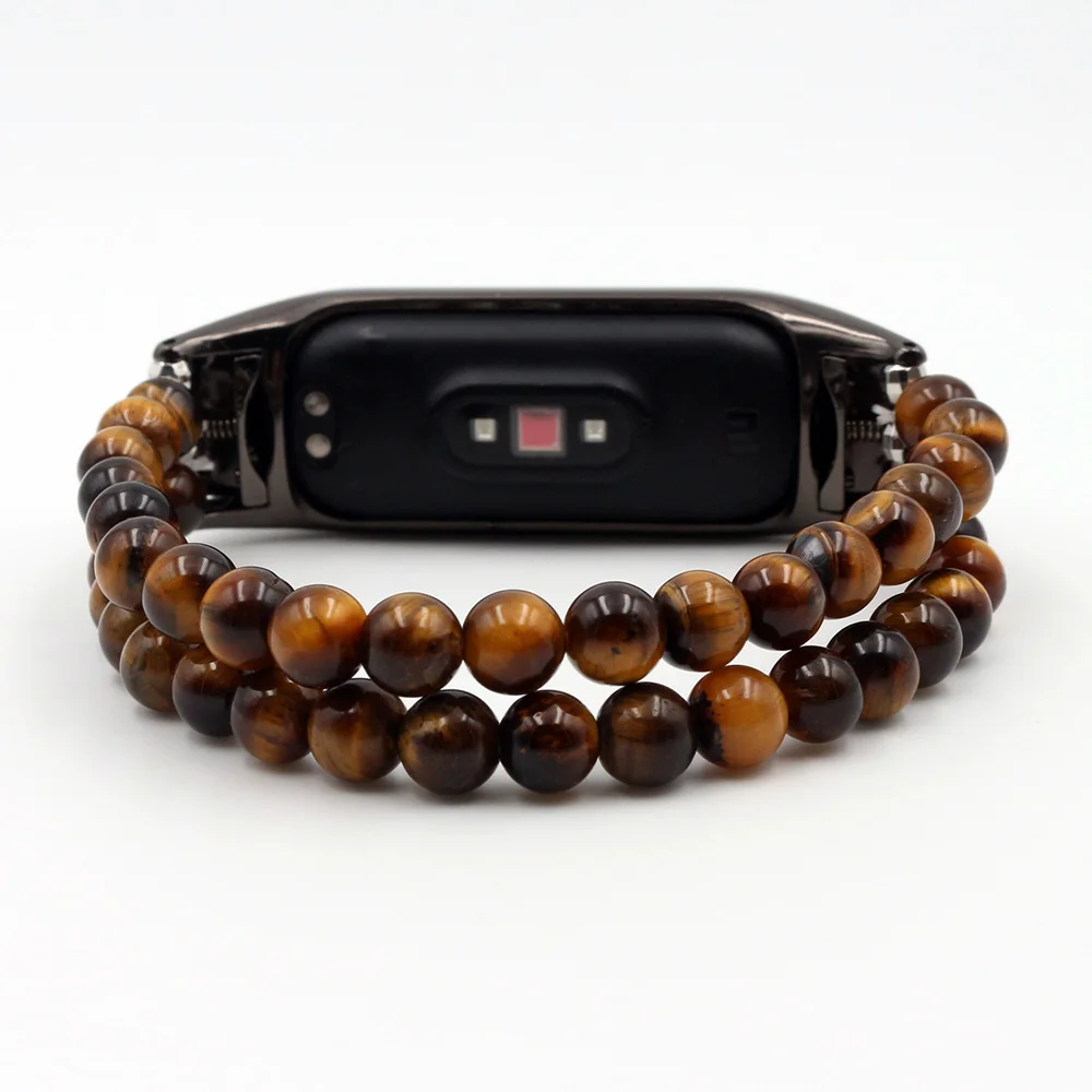 Elegant Beaded Elastic Smartwatch Bracelet – Stone Jewelry Wristband for Mi Band