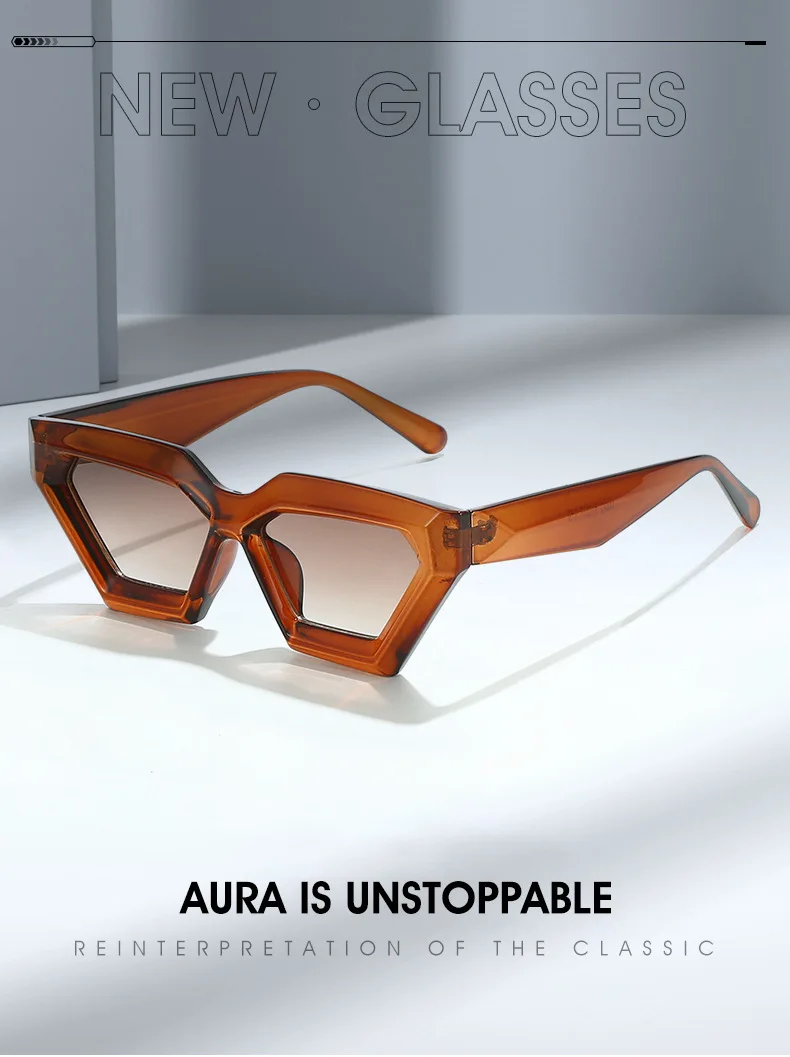 Kammpt Katzenauge übergroße Sonnenbrille Farbverlauf für Frauen Mode Retro stilvolle Trend Marke Design Outdoor Party Sonnenbrillen Brillen – Detail 1