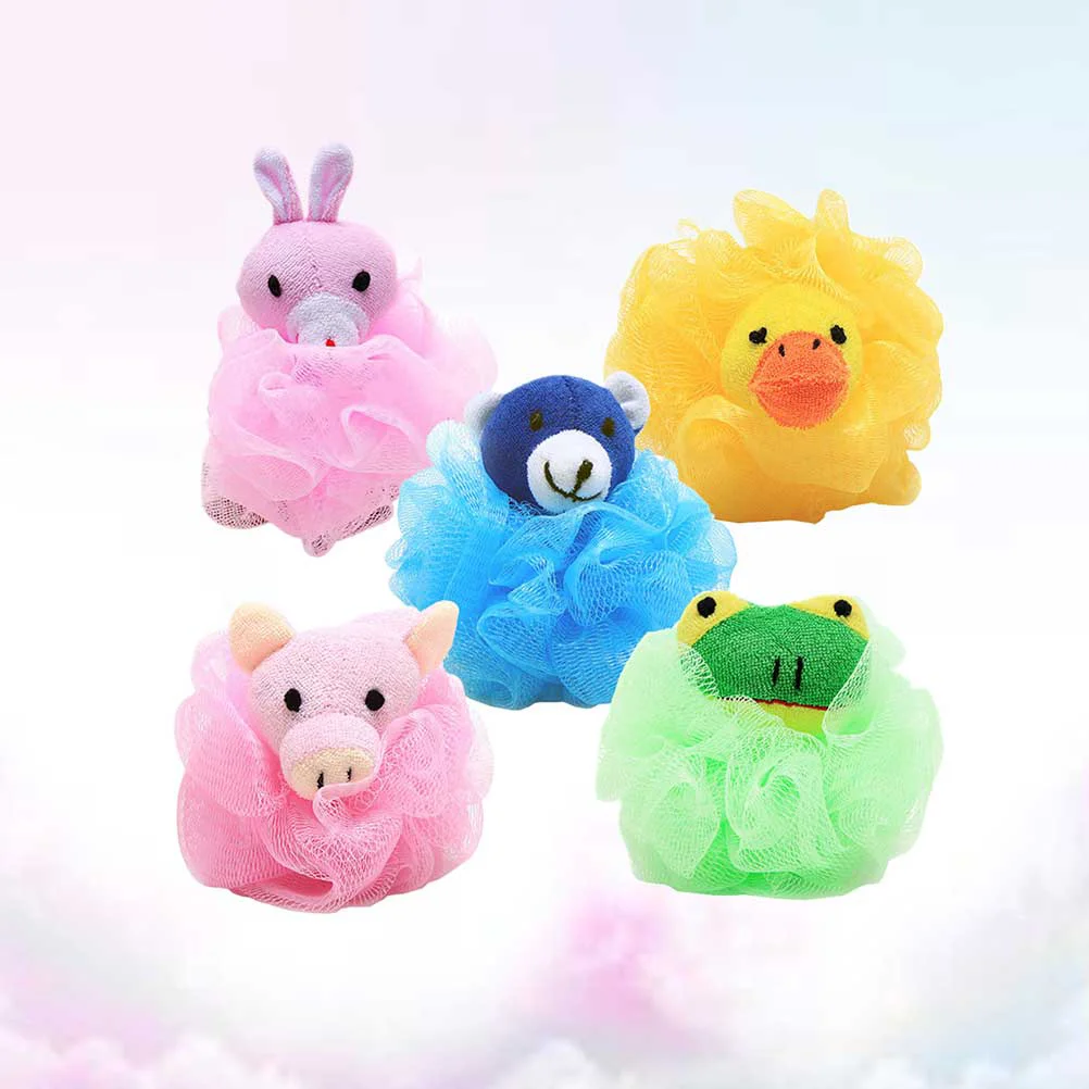 

Shower Loofah Pouf: 4pcs Kids Bathing Loofah Sponge Children Shower Skin Exfoliating Scrubber Deep Cleaning Sponge Balls Random