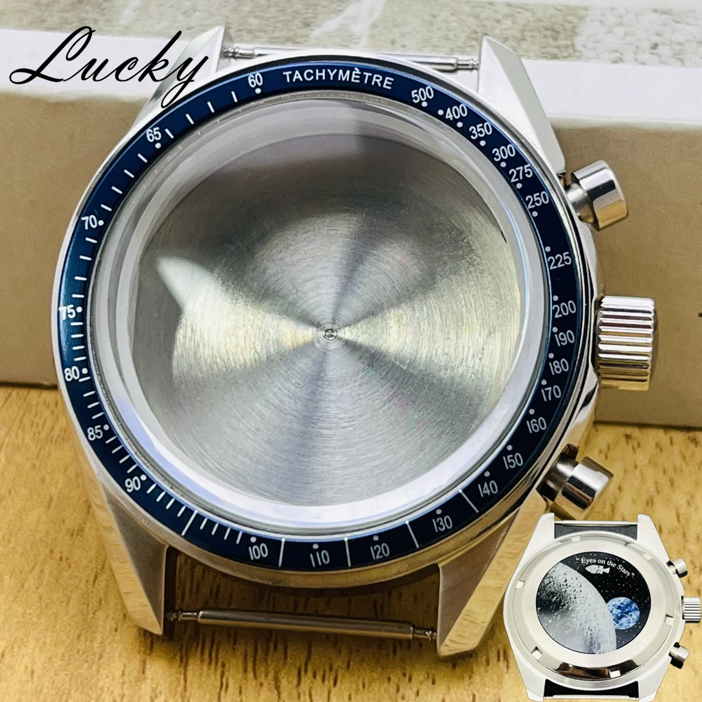 39,7mm Herrenuhren mit Goldlünette, Speedmaster-Gehäuse, passend für Omega VK64 VK63 Quarzwerk, Ersatzteile und Zubehör – Detail 9