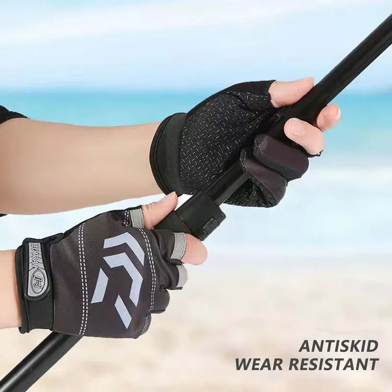 Fishing Gloves 1/2 pair Sun Protection 3 Cut Fingers Anti-Slip Breathable Suitable for Outdoor Activities
