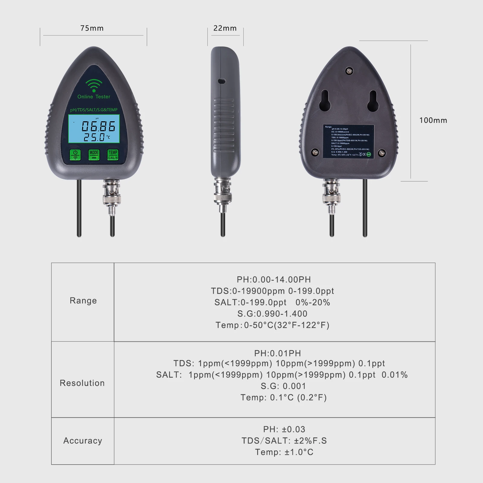     ˻, ̴ 5 in 1  м, PH, EC, SALT, S.G, µ  , 9953, 9951, W