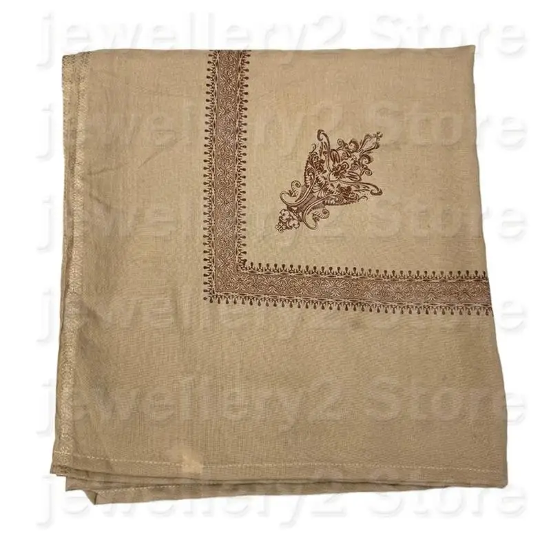 شماغ رجالي تراثي مطرز – لون بني وبيج بتصميم أنيق