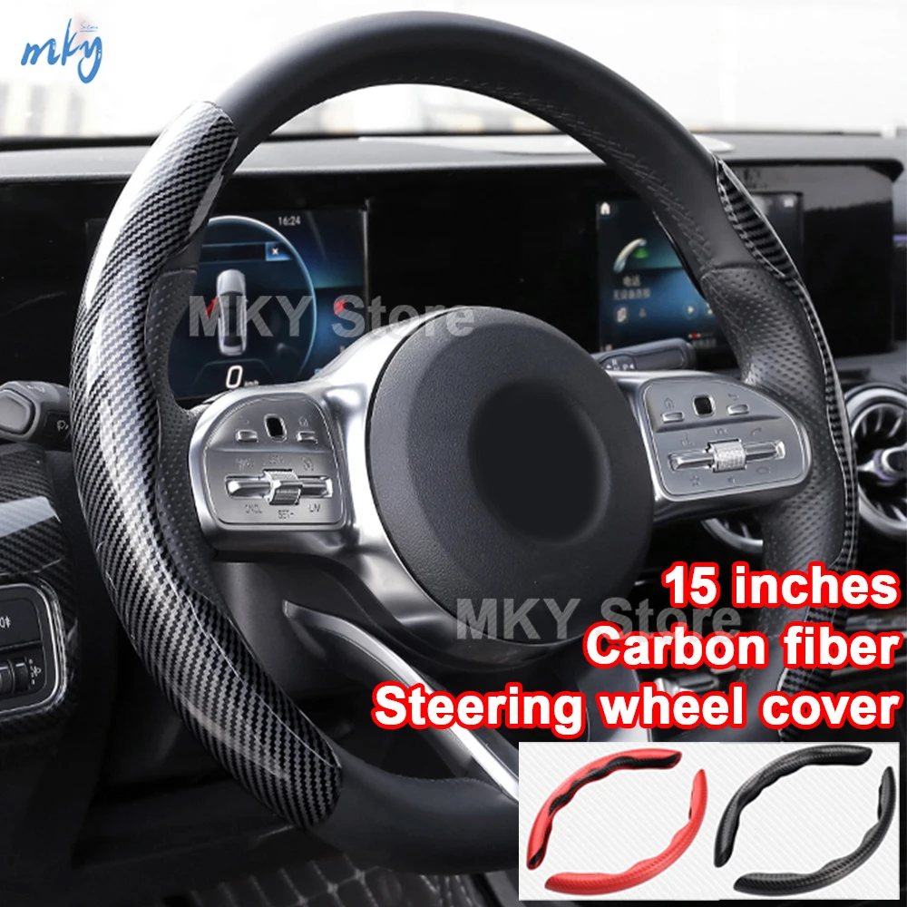 

Luxury 1Pair 15inch Car Steering Wheel Cover 38cm Carbon Fiber Red/Black Steering Wheel Booster Cover Auto Anti-skid Accessories