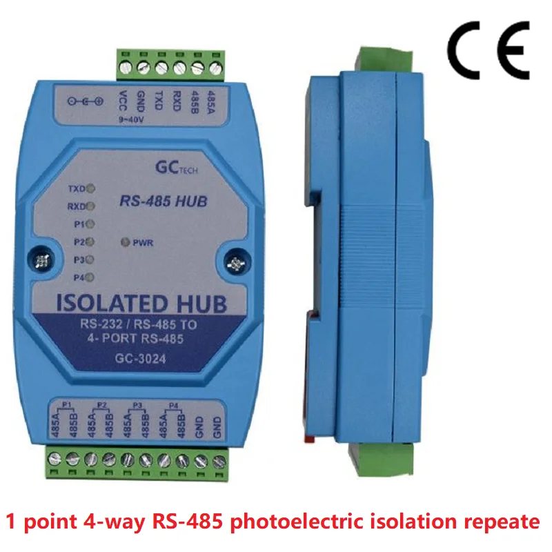 

GC-3024 four-way RS-485 bus split hub modbus 485 repeater RS-485 photoelectric isolation 1 in 4 out lightning protection