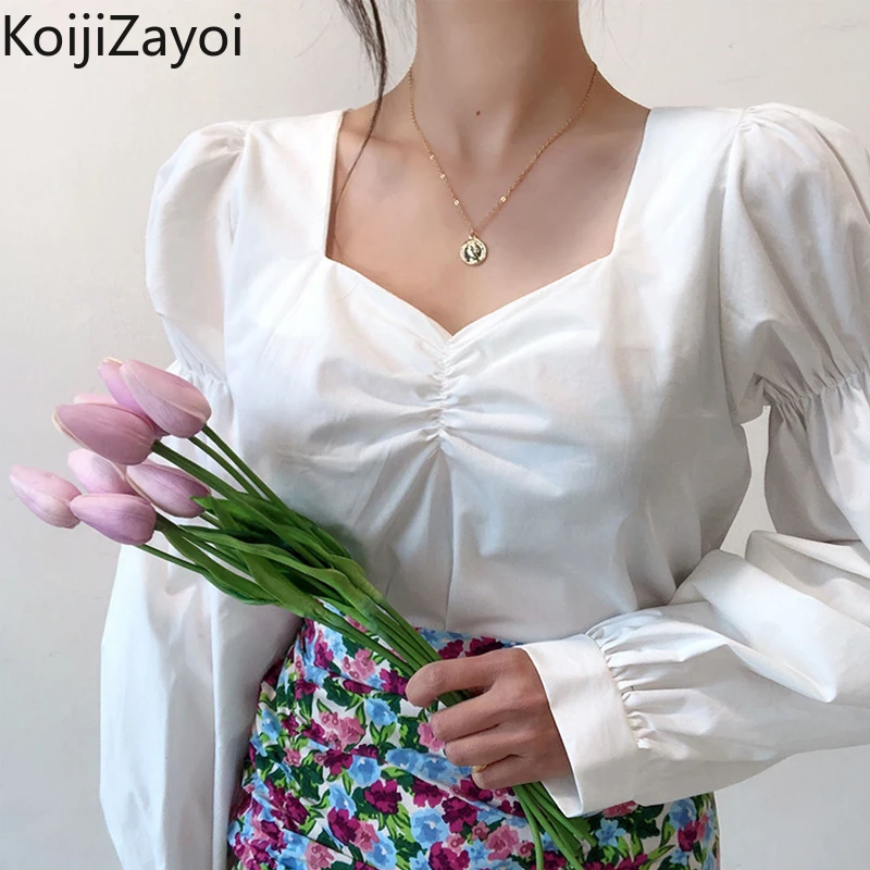 

Koijizayoi Elegant Women Solid Vintage Blouse Office Lady Slim Long Sleeves Spring Autumn Shirt 2022 New Chic Korean Blusas