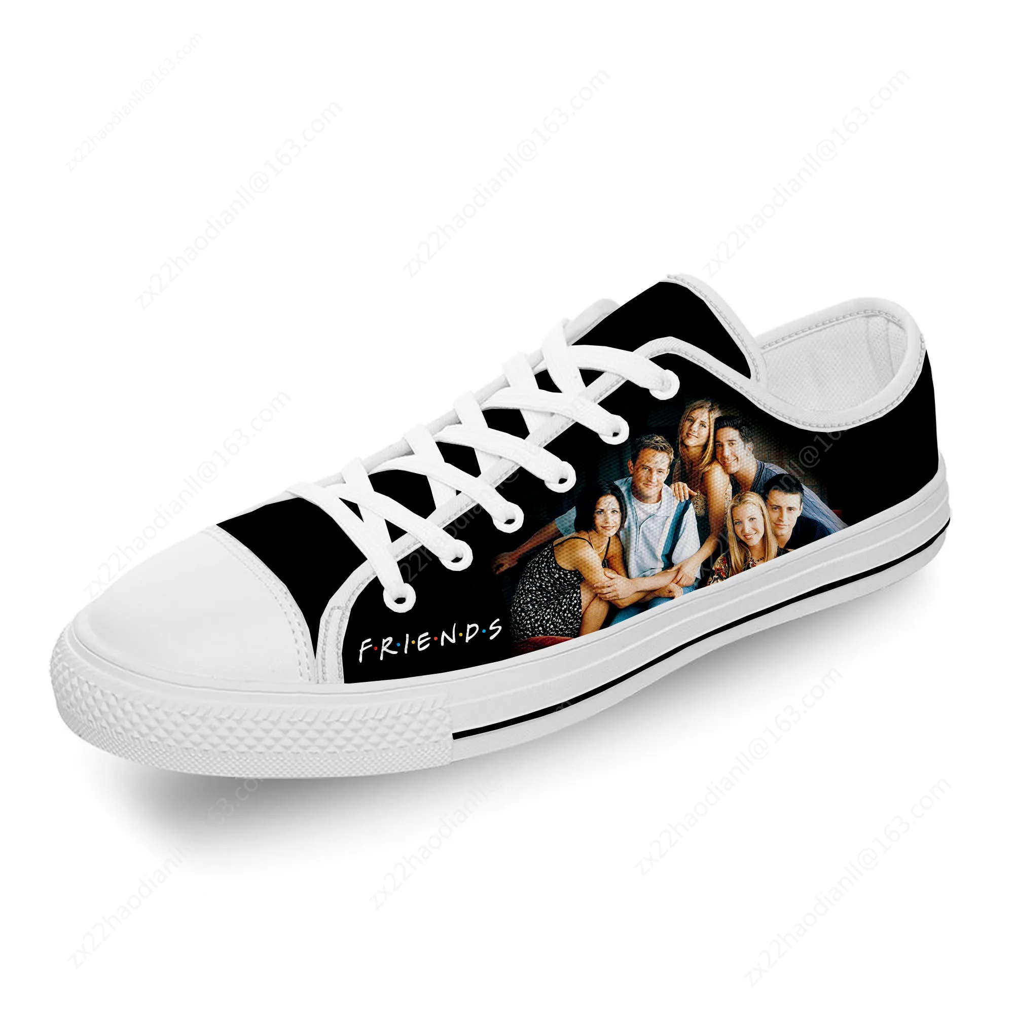 Friends TV Show Anime Cartoon White Cloth 3D Print Low Top Canvas Fashion Shoes Men Women Lightweight Breathable Sneakers