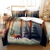 Fox Pattern Duvet Cover Set Queen Bedding Sets for Boy Girl Animal Theme Fox Gifts Polyester Comforter Cover King Twin Full Size 5