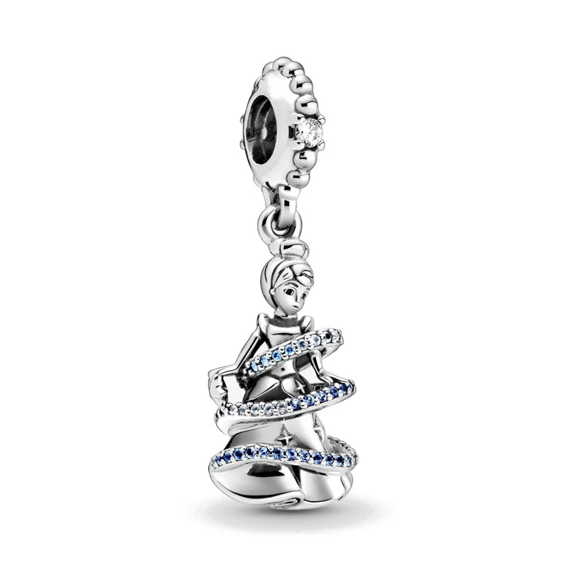 New 925 Sterling Silver Disney Mermaid Princess Elsa dress Charms Bead Fit Original Bracelets Pendant Charm DIY Women Jewelry 5