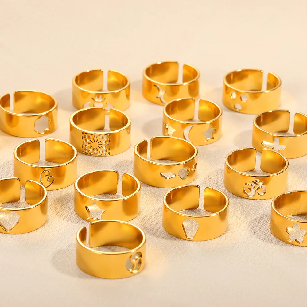 No Brand Available Multi-element Rings Stainless Steel Geometric Opening Ring